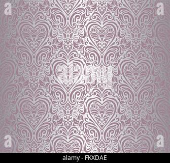 Pale, wedding, pink  & silver luxury vintage wallpaper design Stock Vector