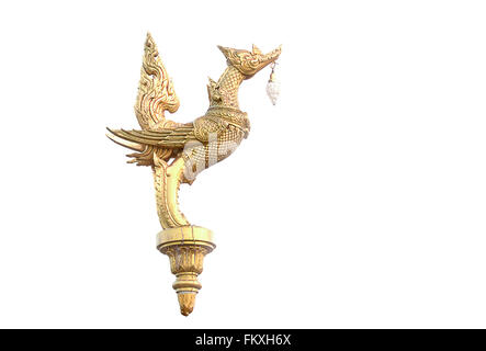 Golden swan of Thai's ancient style lantern white background. Stock Photo