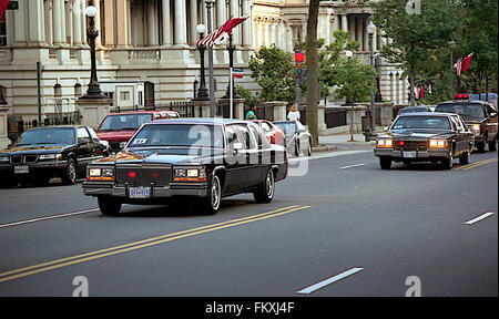 Washington, DC., USA, 31th May, 1990 Russian President Mikhail Sergeyevich Gorbahev motorcades as he rides back and forth from the Russian Embassy building on 16th street to the White House for summit meetings with President George H.W. Bush.  Credit: Mark Reinstein Stock Photo