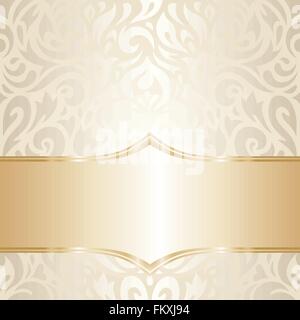 Gorgeous golden floral Wedding vintage wallpaper background design Stock Vector