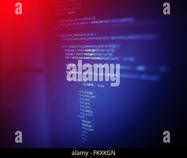 Web site codes on computer monitor Stock Photo