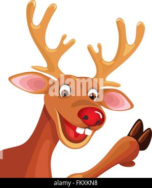 Rudolph Happy cartoon Christmas Reindeer Stock Vector