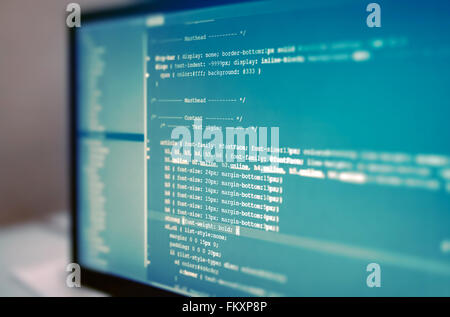 Web site codes on computer monitor. Stock Photo