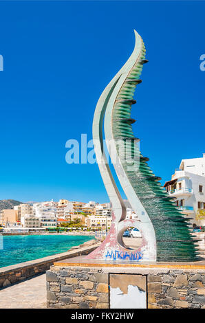 A monument near to the seaside resort town of Agios Nikolaos located on the north-east side of Crete, Greece. Stock Photo