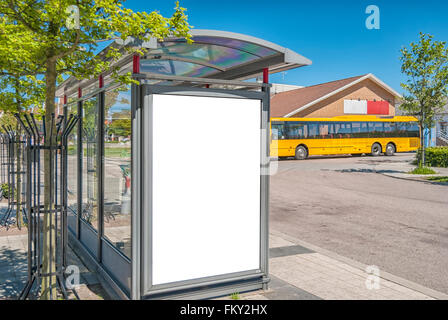 blank billboard on a bus shelter mockup with space to place your own advertising Stock Photo