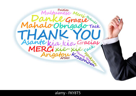 Thank you message in different languages Stock Photo