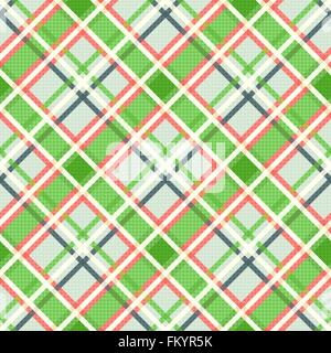 Seamless diagonal vector colorful pattern mainly in green, pink and other light warm colors Stock Vector