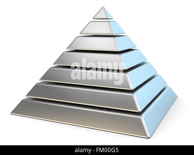 Steel pyramid with seven levels. 3D render illustration isolated on white background Stock Photo