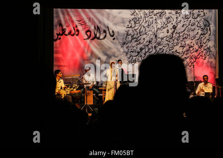 Gaza, Palestine. 10th Mar, 2016. Palestinian members of the Dawaween music band, play traditional oriental songs during a musical heritage concert in Gaza City. © Nidal Alwaheidi/Pacific Press/Alamy Live News Stock Photo