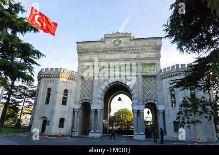 Entrance door of Istanbul University which is a prominent Turkish university located in Istanbul. Stock Photo