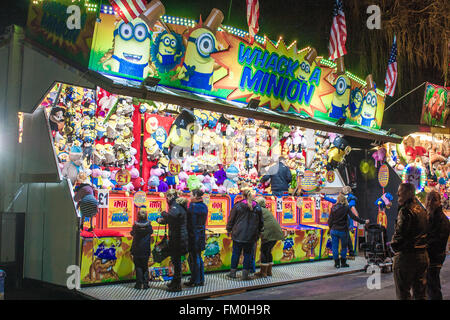 Stamford, Lincs, UK. 10th March 2016. Mid Lent Fair in Stamford town centre in the county of Lincolnshire, UK, attracted a lot of visitors to the attractions and stalls at the fair. The smells and the fairground rides made a great atmosphere in the town centre. Credit:  Jim Harrison/Alamy Live News Stock Photo