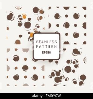 Set of vector seamless patterns with grungy hand-drawn blots Stock Vector