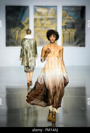 Johannesburg. 10th Mar, 2016. Models present creations by local designer Stefania Morland on the opening day of Mercedes-Benz Fashion Week Joburg 2016 at Nelson Mandela Square in Johannesburg, South Africa on March 10, 2016. The Mercedes-Benz Fashion Week Joburg 2016, the largest and leading one in Africa, kicked off here Thursday. Creations by nearly 20 South African fashion designers are scheduled to be presented in 14 shows of the following three days. Credit:  Zhai Jianlan/Xinhua/Alamy Live News Stock Photo