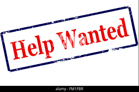 Rubber stamp with text help wanted inside, vector illustration Stock Photo