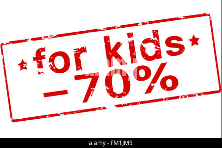 Rubber stamp with text for kids minus seventy percet inside, vector illustration Stock Photo