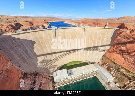 The famous Glen Canyon Dam around Lake Powell, Page, Arizona Stock Photo