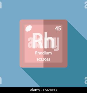 Chemical element Rhodium Flat Stock Vector