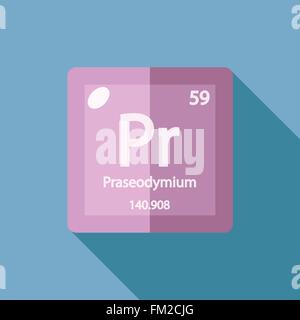 Chemical element Praseodymium Flat Stock Vector