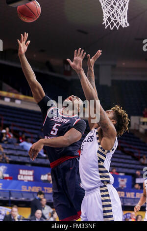 New Orleans, LA, USA. 10th Mar, 2016. South Alabama Jaguars forward Don MuepoKelly (5) during an NCAA basketball game between the South Alabama Jaguars and the Georgia Southern Eagles at the UNO Lakefront Arena in New Orleans, LA. Stephen Lew/CSM/Alamy Live News Stock Photo