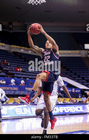 New Orleans, LA, USA. 10th Mar, 2016. South Alabama Jaguars guard John Brown (22) during an NCAA basketball game between the South Alabama Jaguars and the Georgia Southern Eagles at the UNO Lakefront Arena in New Orleans, LA. Stephen Lew/CSM/Alamy Live News Stock Photo