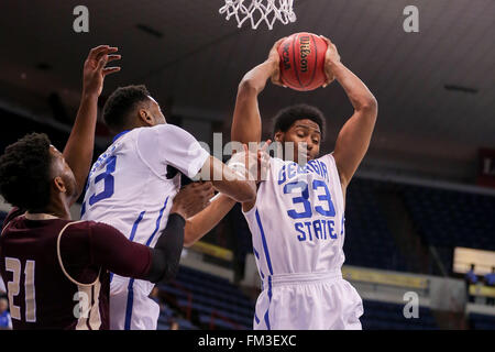 New Orleans, LA, USA. 10th Mar, 2016. Georgia State Panthers forward Markus Crider (33) during an NCAA basketball game between the Texas State Bobcats and the Georgia State Panthers at the UNO Lakefront Arena in New Orleans, LA. Stephen Lew/CSM/Alamy Live News Stock Photo