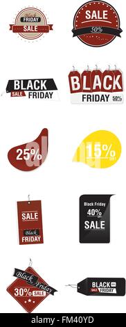Set of black friday labels on a white background Stock Vector