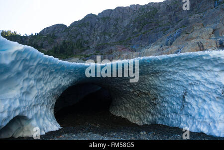 Ice cave at Foster Lake, Strathcona Provincial Park, British Columbia Stock Photo