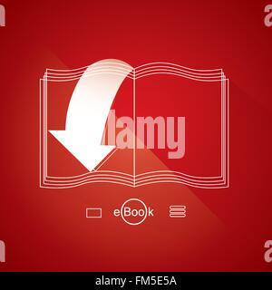 Isolated e-book icon on a red background Stock Vector