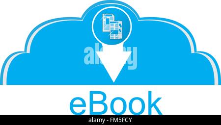 Colored background with an e-book icon. Vector illustration Stock Vector