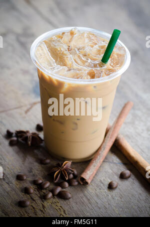 ice coffee on wooden table Stock Photo