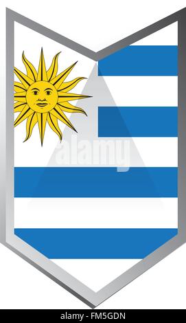 A geometric badge with the flag of uruguay on a white background Stock Vector