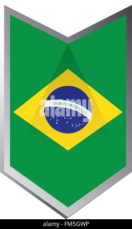 A geometric badge with the brazilian flag on a white background Stock Vector