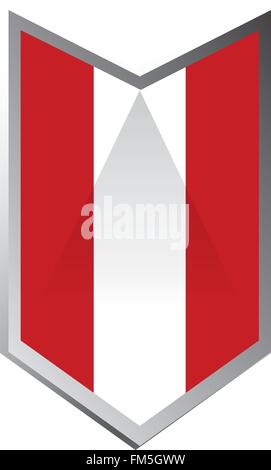 A geometric badge with the peruvian flag on a white background Stock Vector