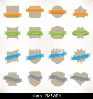 Retro styled badges, labels and shields with vintage banners. Stock Vector