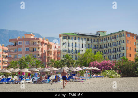 KEMER, TURKEY - MAY 23, 2013: Beach of Sun fire beach hotel in Kemer ...