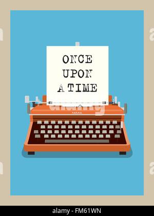 Once upon a time, phrase on sheet of paper in vintage typewriter. Stock Vector