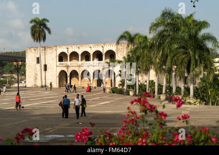 Plaza de Espana and Alcazar de Colon, Ciudad Colonial, capital Santo Domingo,  Dominican Republic, Carribean, America, Stock Photo