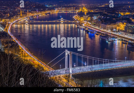 Budapest and Danube river with bridges Stock Photo