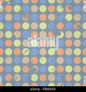 Grunge texture over pastel colored dots vector background. Stock Vector