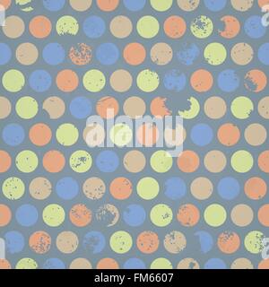 Grunge texture over pastel colored dots vector background. Stock Vector