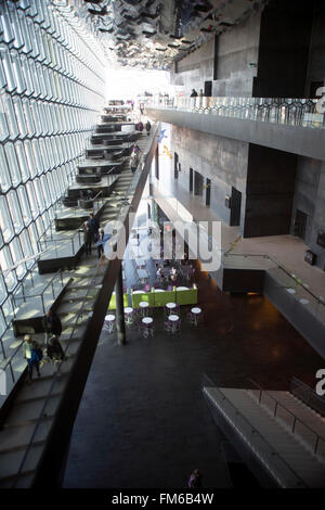 An interior view of a modern building in Iceland, the Harpa Concert Hall, Reykjavik, with the ultra modern style. Stock Photo