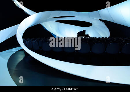 An interior view of the concert hall, at the Manchester Art Gallery. Designed by Zaha Hadid. Stock Photo