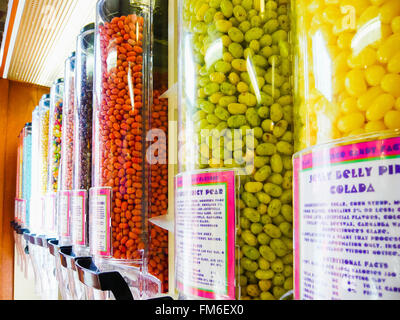 Large containers with Jelly Belly jellybeans. Stock Photo