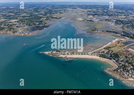 France, Loire Atlantique, Mesquer, pointe de Merquel, pointe de Pen Be and Pen Be bay (aerial view) Stock Photo