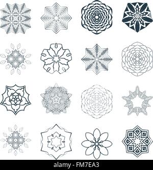 Vector set of abstract floral and circular patterns. Mandalas. Japanese ...