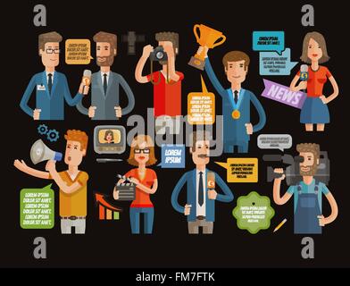 TV, broadcasting, journalism icons set. vector illustration Stock Vector