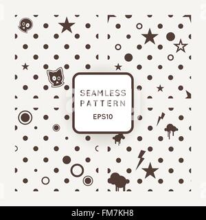 Set of vector seamless patterns with bones, skulls and stars. Emo-style. Stock Vector