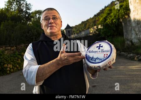 France Savoie Plancherine Bauges mountain range cistercian monastery of Notre Dame de Tamie Brother Nathanaδl cheese maker of Stock Photo