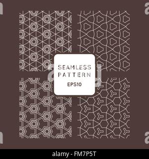 A set of four vector seamless floral and geometric patterns. Japanese style. Arabic style. Stock Vector