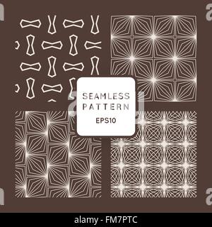 A set of four vector seamless floral and geometric patterns. Japanese style. Arabic style. Stock Vector